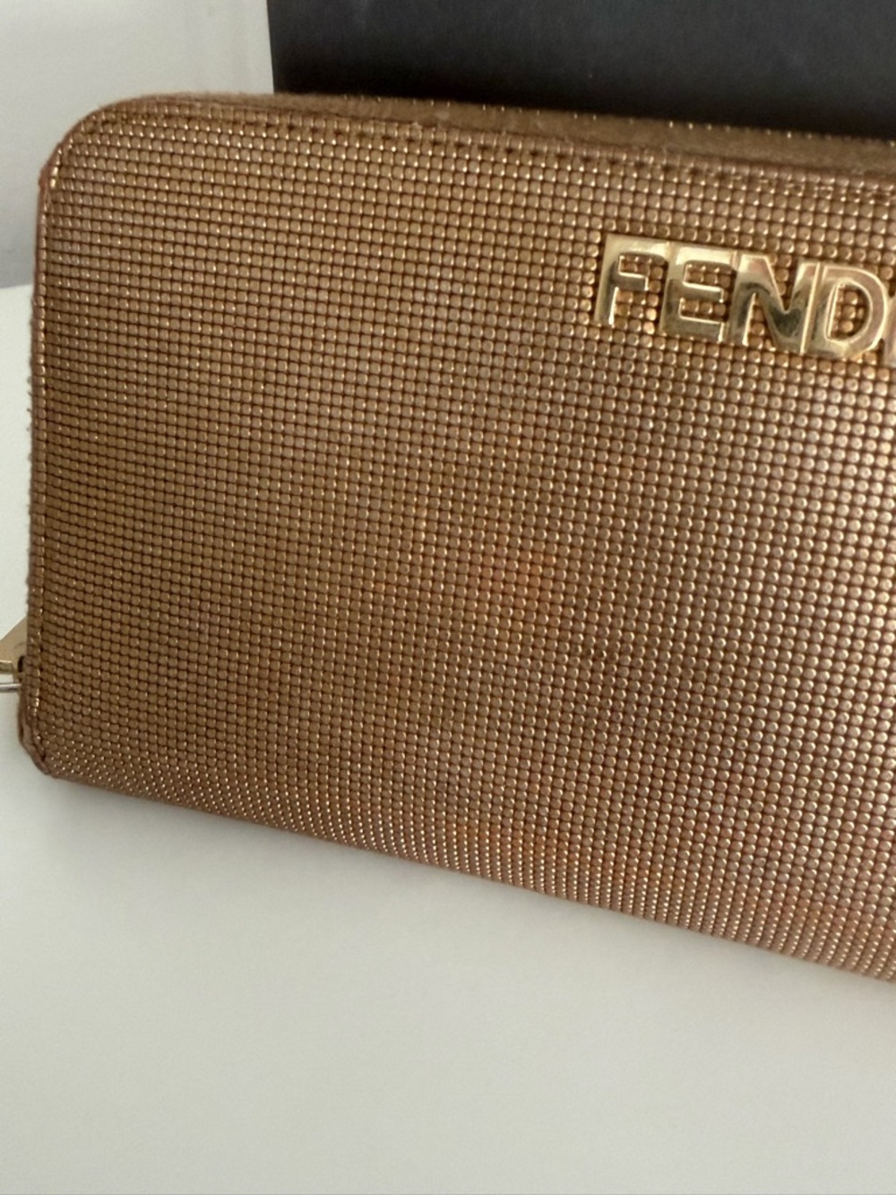 Fendi Vitello Logo Zip Around Wallet – Metallic Gold ✨ - Picture 3 of 14